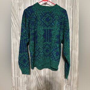Vintage RAVE 90’s Green and Blue Patterned Sweater Unisex